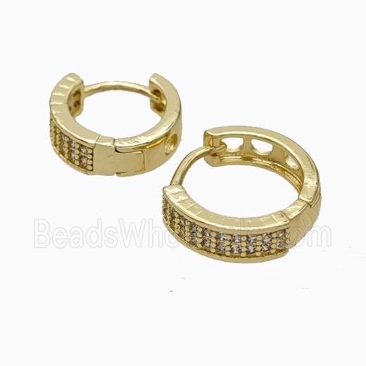 Copper Hoop Earrings Micropave Zirconia Gold Plated