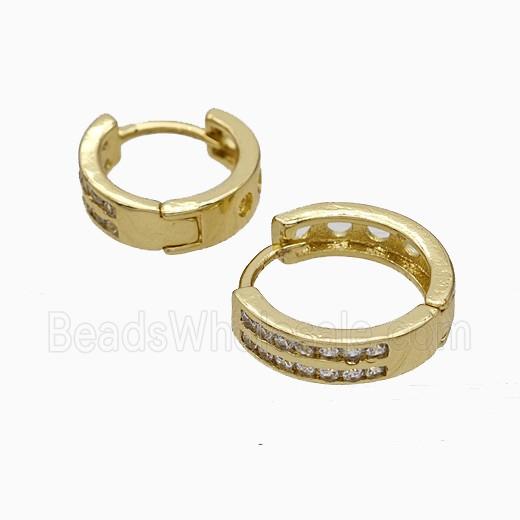 Copper Hoop Earrings Micropave Zirconia Gold Plated