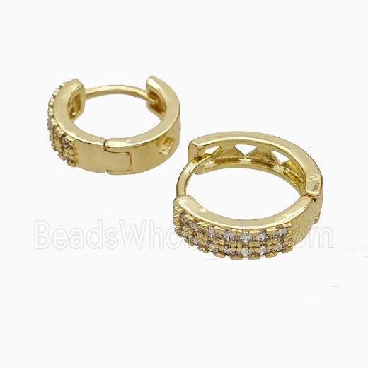 Copper Hoop Earrings Micropave Zirconia Gold Plated