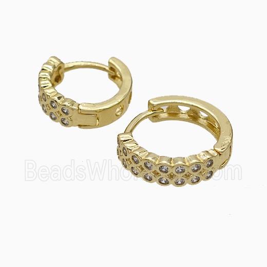 Copper Hoop Earrings Micropave Zirconia Gold Plated