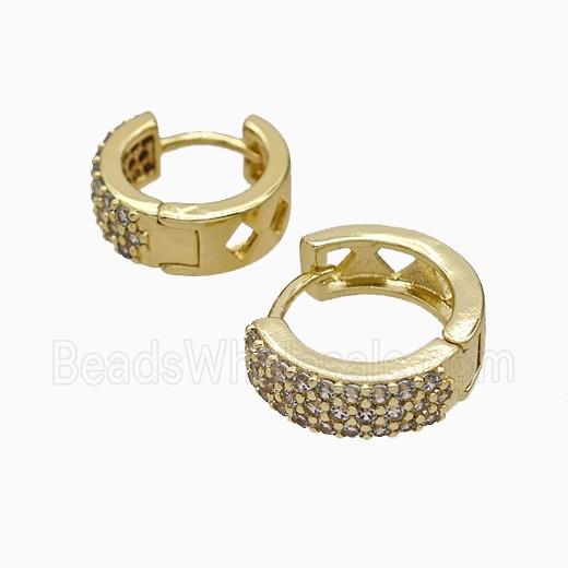 Copper Hoop Earrings Micropave Zirconia Gold Plated