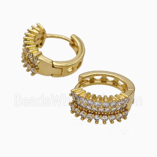 Copper Hoop Earrings Micropave Zirconia Gold Plated