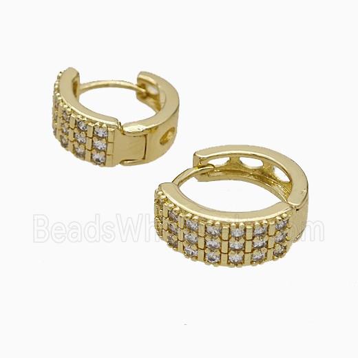 Copper Hoop Earrings Micropave Zirconia Gold Plated
