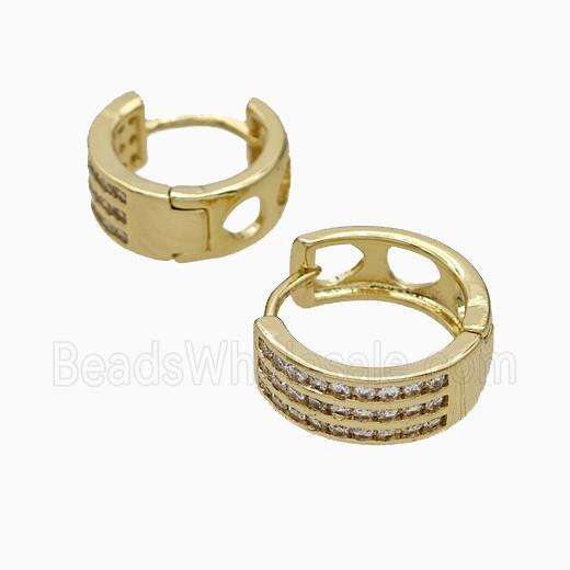 Copper Hoop Earrings Micropave Zirconia Gold Plated