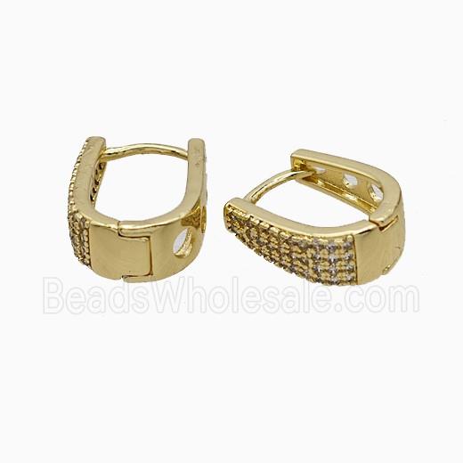 Copper Hoop Earrings Micropave Zirconia Gold Plated