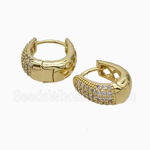 Copper Hoop Earrings Micropave Zirconia Gold Plated