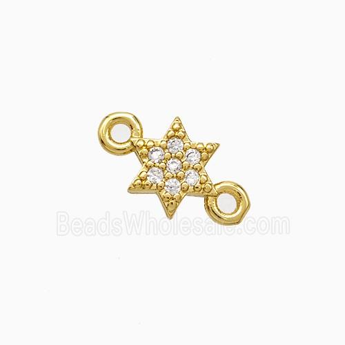 Copper Star Connector Pave Zirconia Gold Plated