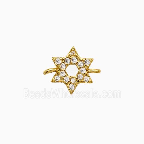 Copper Star Connector Pave Zirconia Gold Plated