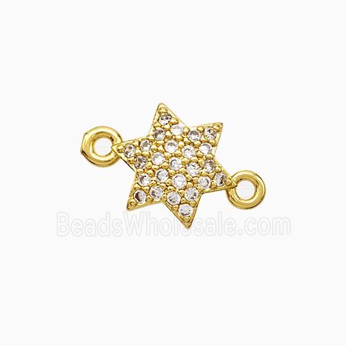 Copper Star Connector Pave Zirconia Gold Plated