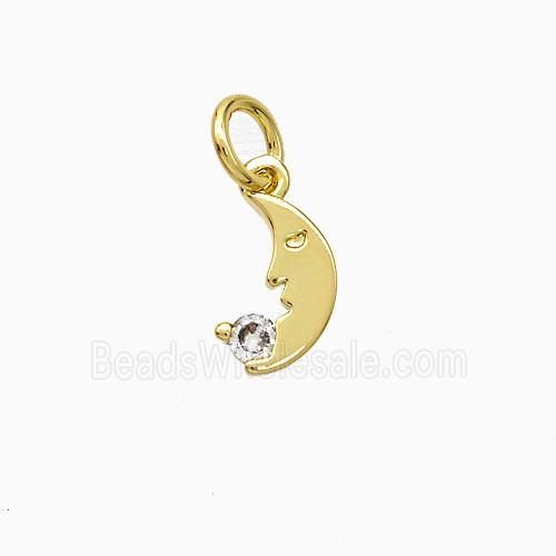 Copper Moon Pendant Pave Zirconia Gold Plated