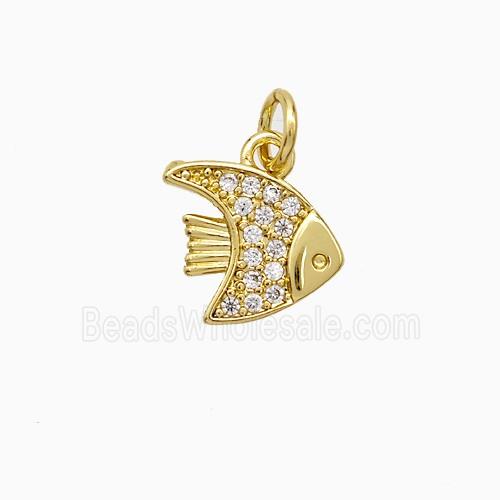Copper Fish Pendant Micropave Zirconia Gold Plated