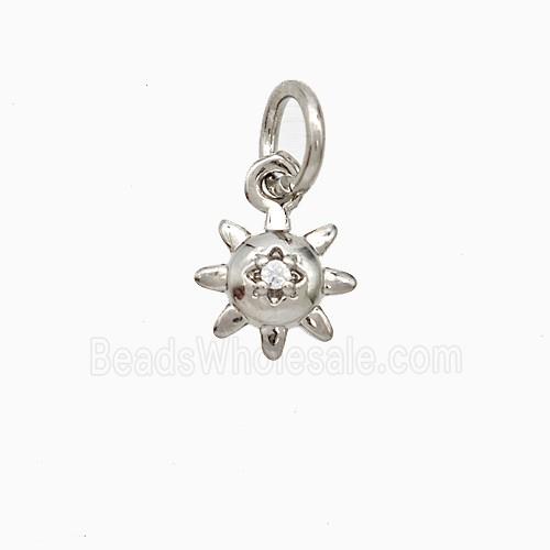 Copper Sun Pendant Pave Zirconia Platinum Plated