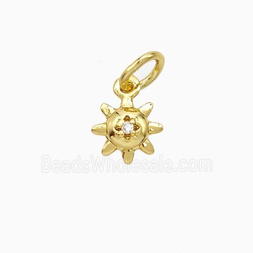 Copper Sun Pendant Pave Zirconia Gold Plated