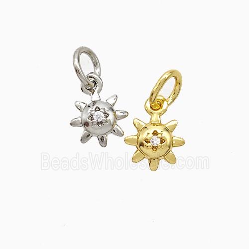 Copper Sun Pendant Pave Zirconia Mixed