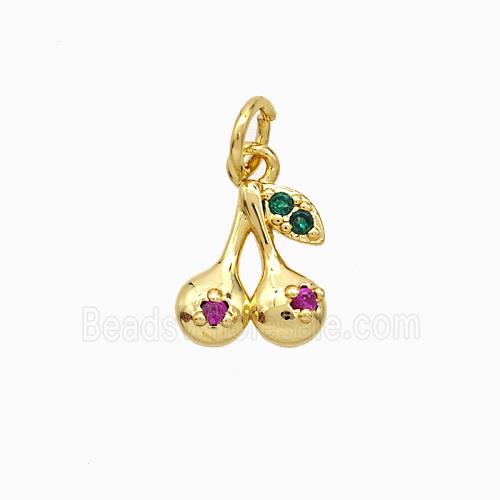Copper Cherry Pendant Pave Zirconia Gold Plated