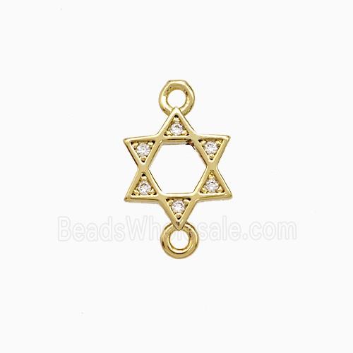 Copper David Star Connector Pave Zirconia Gold Plated