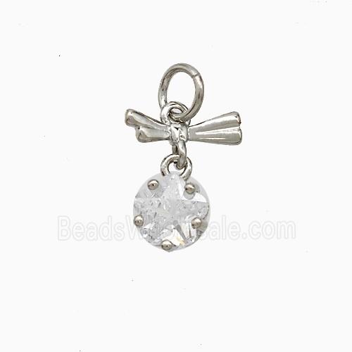 Copper Dragonfly Pendant Pave Zirconia Platinum Plated