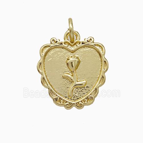 Copper Heart Flower Pendant Gold Plated