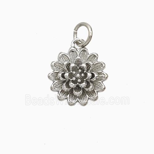 Copper Flower Pendant Platinum Plated