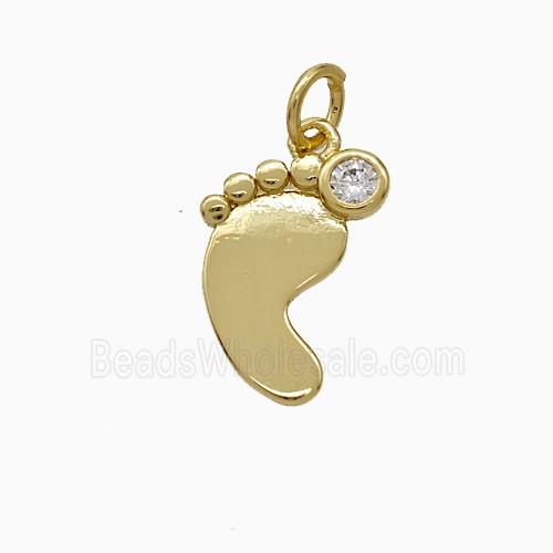 Copper Footprint Pendant Pave Zirconia Gold Plated