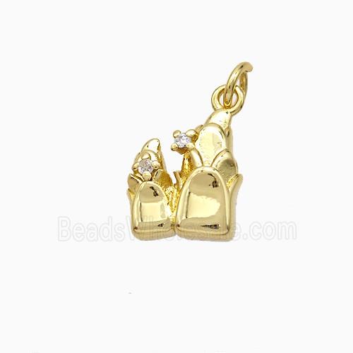 Copper Flower Pendant Pave Zirconia Gold Plated