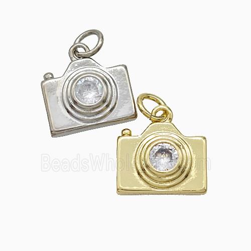 Copper Camera Pendant Pave Zirconia Mixed
