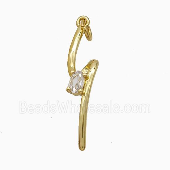 Copper Lightning Pendant Pave Zirconia Gold Plated