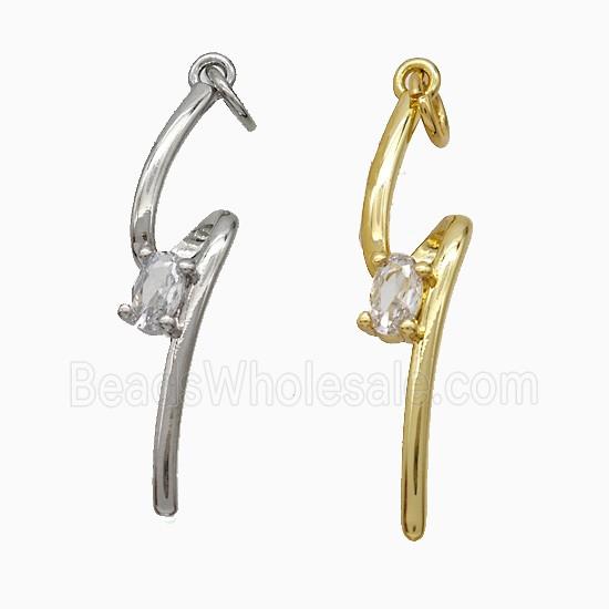 Copper Lightning Pendant Pave Zirconia Mixed