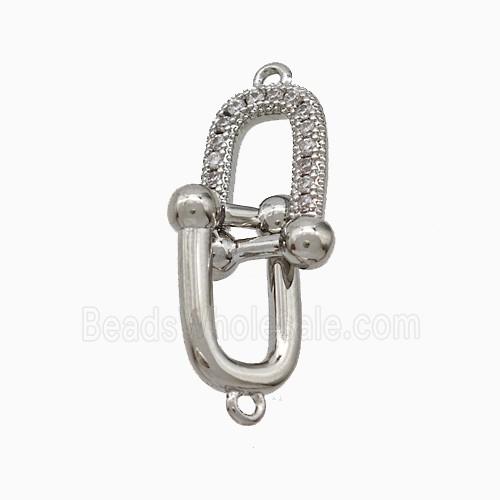 Copper U Connector Pave Zirconia Platinum Plated