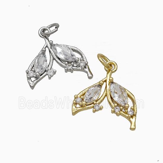 Copper Leaf Pendant Pave Zirconia Mixed
