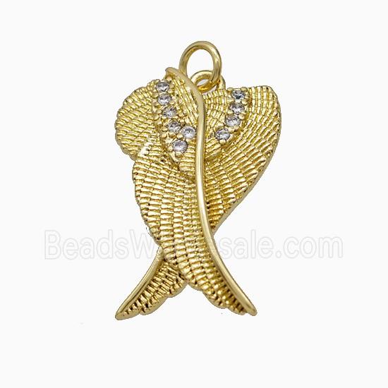Copper Angel Wings Pave Zirconia Gold Plated