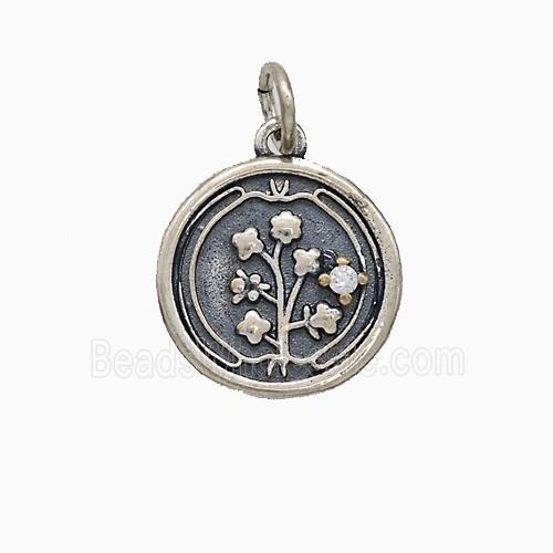 Copper Flower Pendant Painted Platinum Plated
