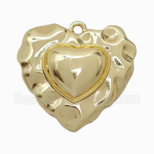 Copper Heart Pendant Hammered Gold Plated