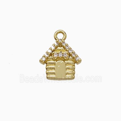 Copper House Pendant Pave Zirconia Gold Plated