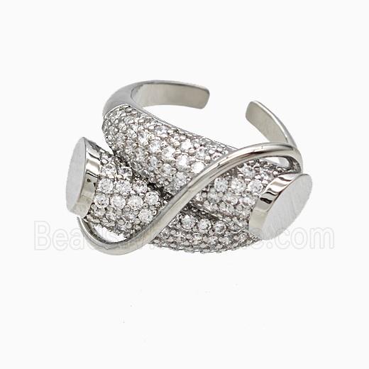 Copper Rings Pave Zirconia Platinum Plated