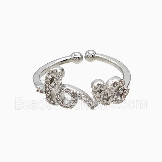Copper Love Rings Pave Zirconia Platinum Plated