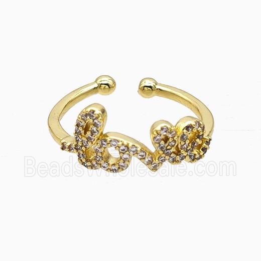 Copper Love Rings Pave Zirconia Gold Plated
