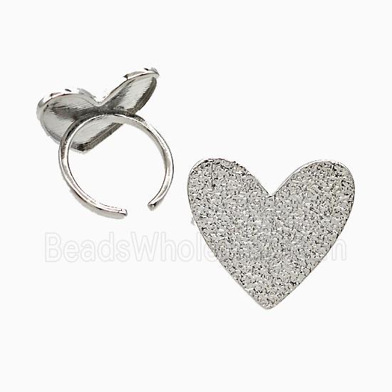 Copper Heart Rings Corrugated Platinum Plated