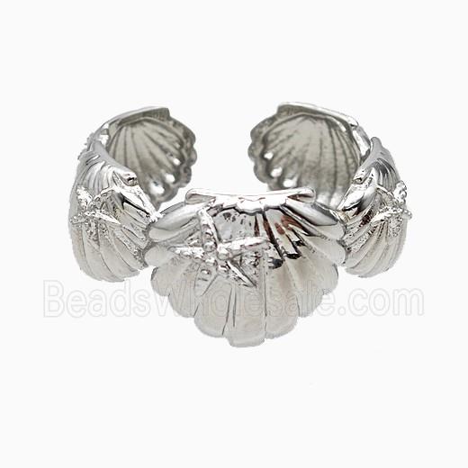 Copper Scallop Shell Rings Platinum Plated