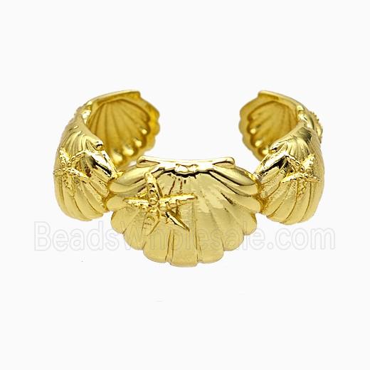 Copper Scallop Shell Rings Gold Plated