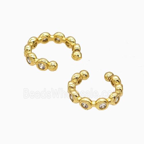 Copper Clip Earrings Pave Zirconia Gold Plated