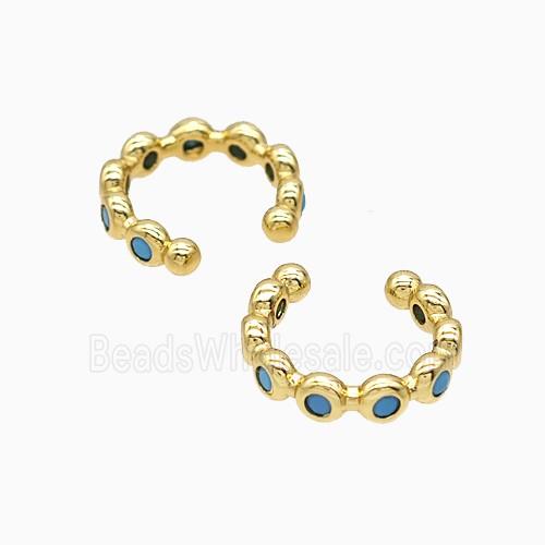 Copper Clip Earrings Pave Zirconia Gold Plated