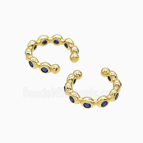 Copper Clip Earrings Pave Zirconia Gold Plated