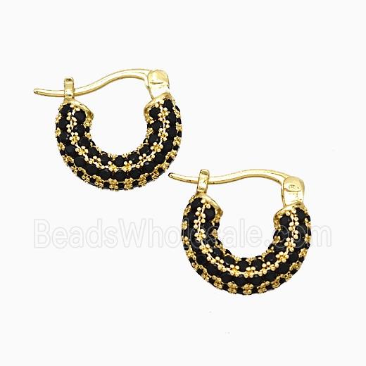 Copper Leaveback Earrings Pave Black Zirconia Gold Plated