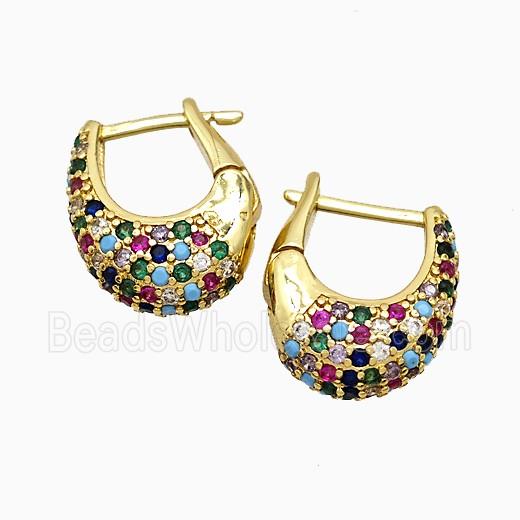 Copper Latchback Earrings Pave Zirconia Gold Plated