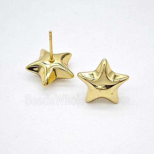 Copper Star Stud Earrings Gold Plated