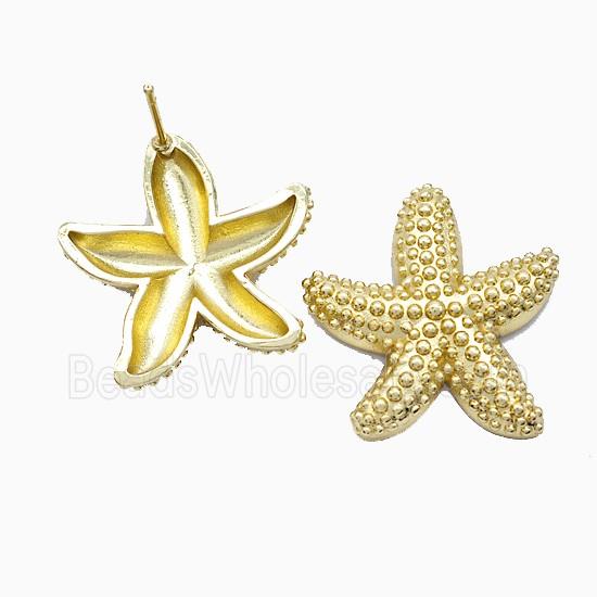 Copper Starfish Stud Earrings Gold Plated