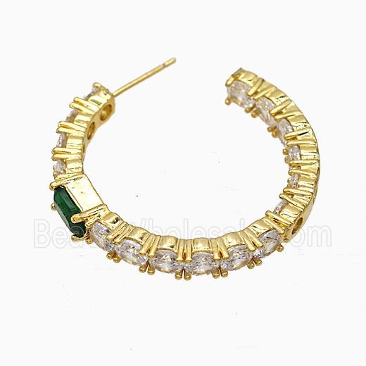 Copper Stud Earrings Pave Zirconia Gold Plated