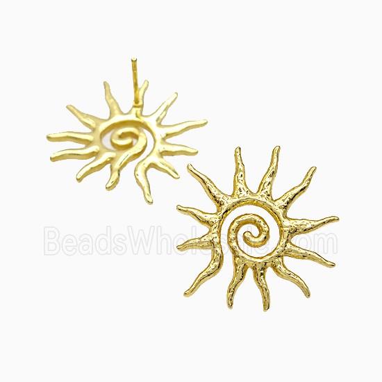 Copper Sun Stud Earrings Gold Plated