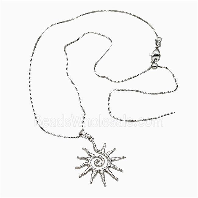 Copper Sun Necklace Platinum Plated